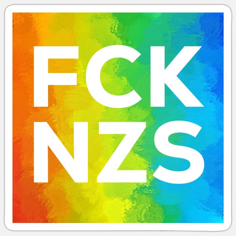 Fck NZS Cutout Regenbogen - Sticker Größe S (10 x 10 cm) - Mattweiß