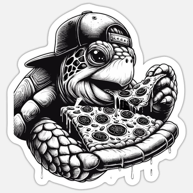 Turtle Pizza Cappy Gift - Sticker size S (10 x 10 cm) - white matte