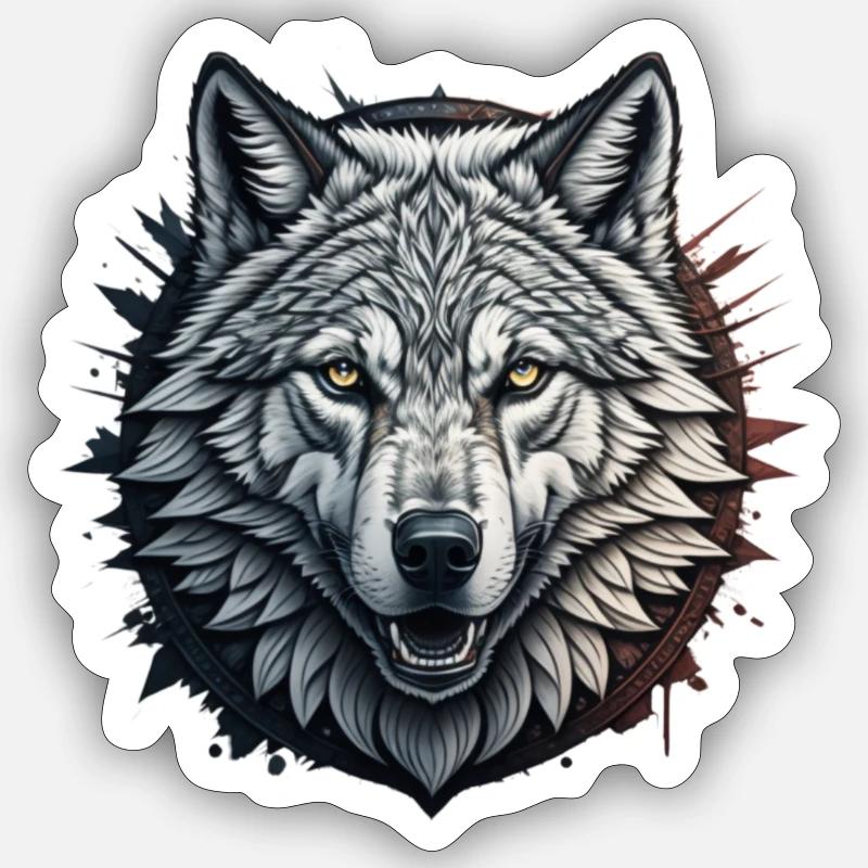 Wolf - Sticker Größe S (10 x 10 cm) - Mattweiß