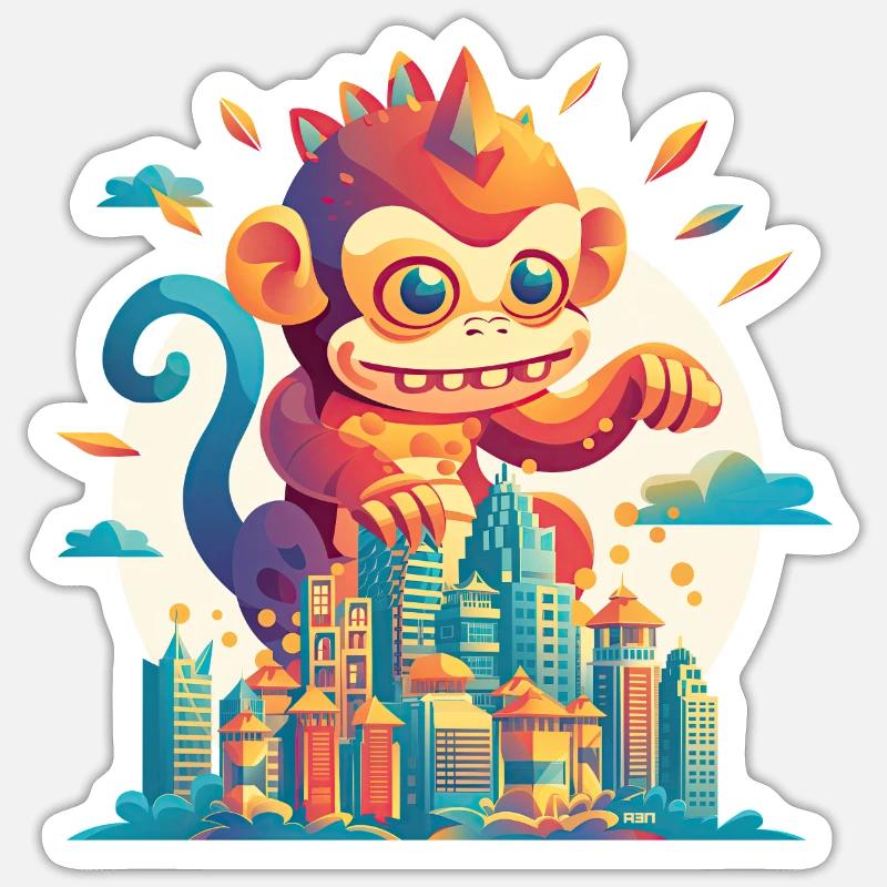 Singe géant Sticker taille S (10 x 10 cm)