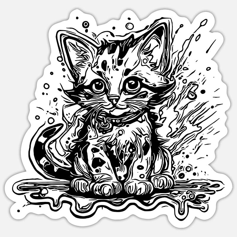 Mignon petit chat du chat poté dans le style graffiti Sticker taille S (10 x 10 cm)