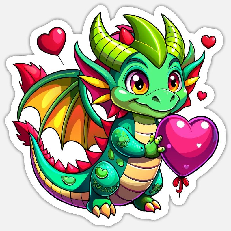 Farbenfroher Drache - Sticker Größe S (10 x 10 cm) - Mattweiß