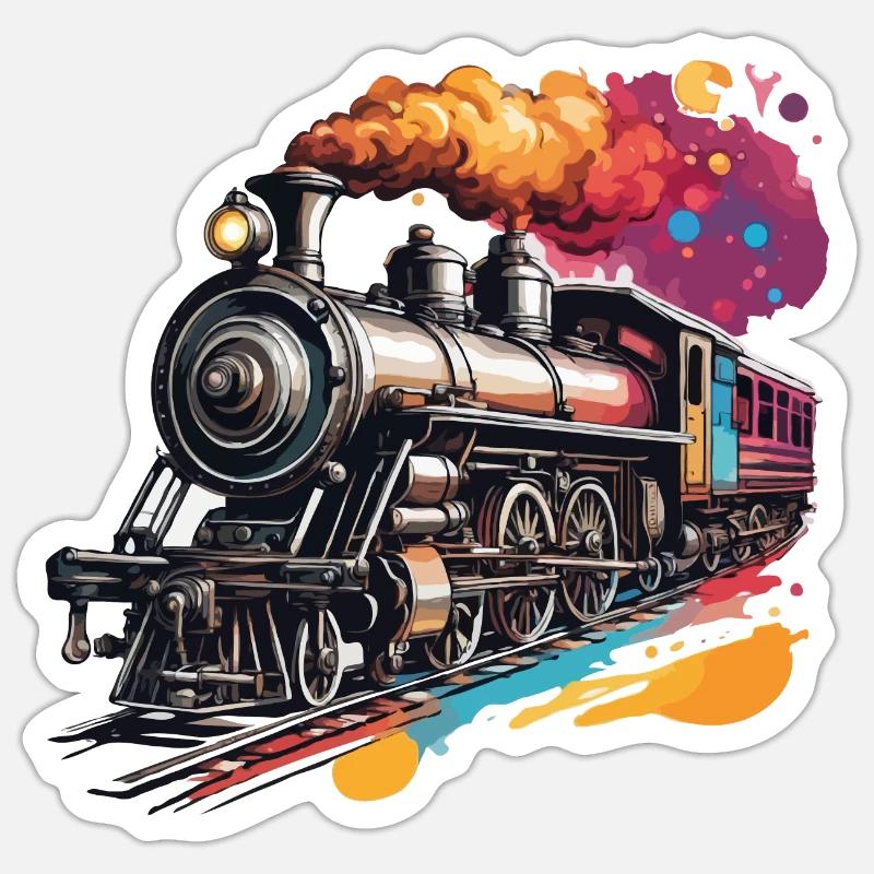 Zug / Lokomotive / Dampflok / Eisenbahn / Lock - Sticker Größe S (10 x 10 cm) - Mattweiß