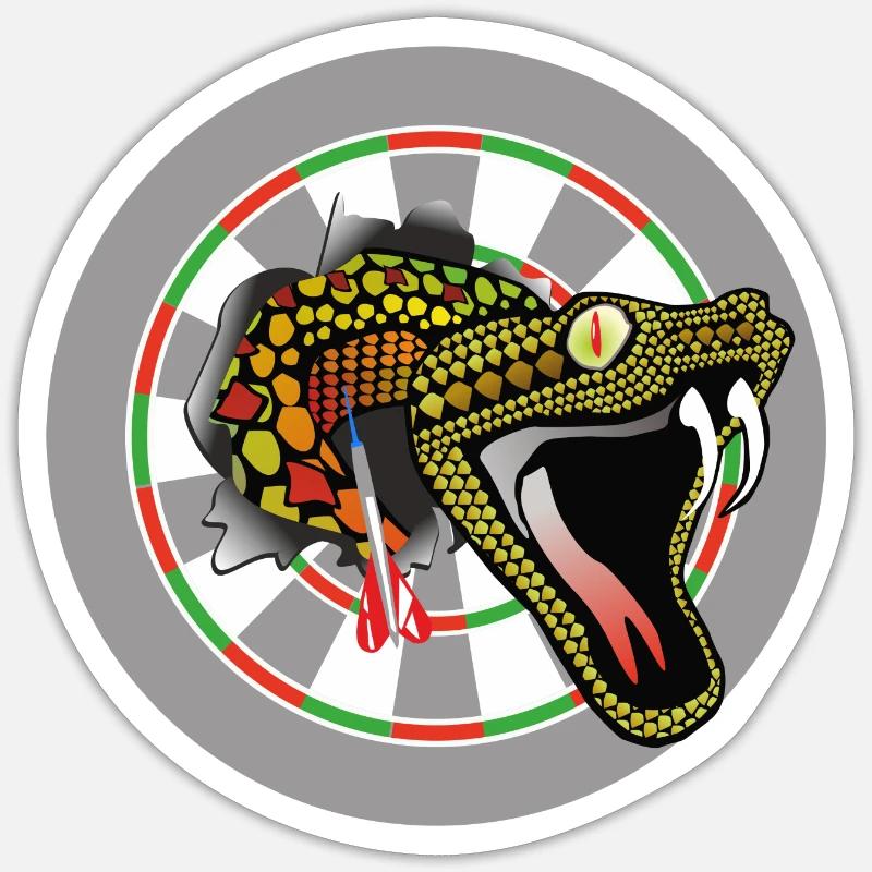 Dartboard mit Schlange - Sticker Größe S (10 x 10 cm) - Mattweiß