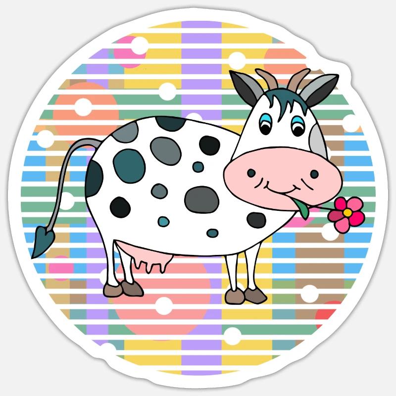 Vache - Sticker taille S (10 x 10 cm) - blanc mat