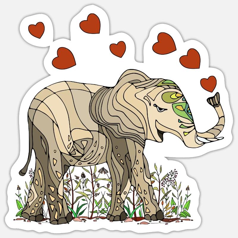 Elephant - Sticker size S (10 x 10 cm) - white matte