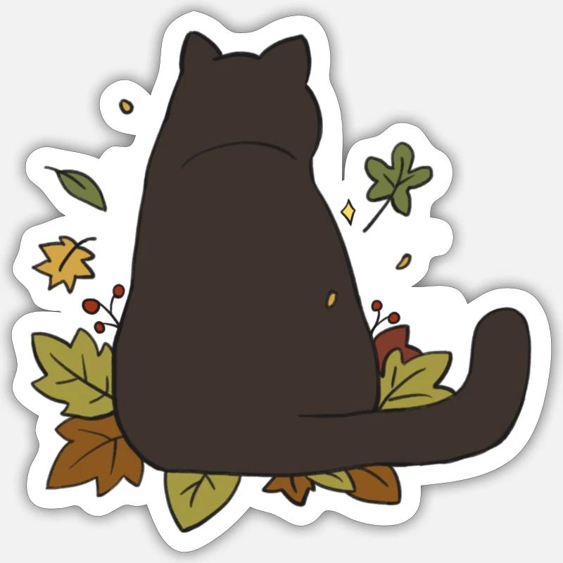 Chat d’automne #2 Sticker taille S (10 x 10 cm)