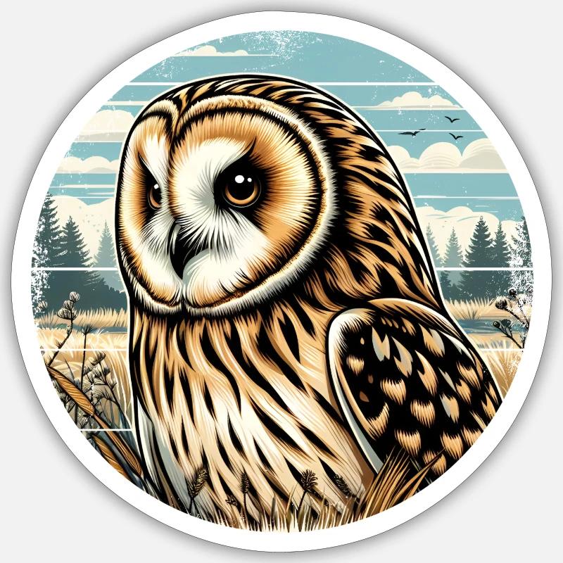 Sumpfohreule Eule Sticker Größe S (10 x 10 cm)