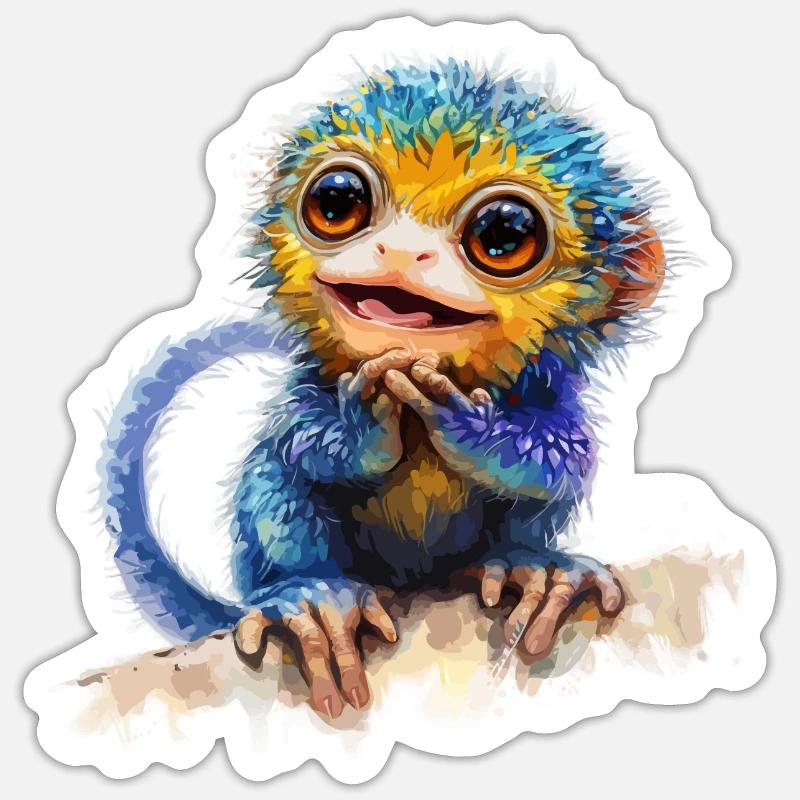Zwergseidenäffchen - Sticker Größe S (10 x 10 cm) - Mattweiß
