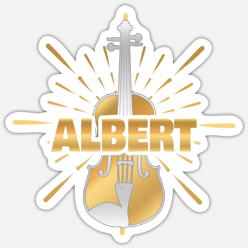 Violoniste Albert - Sticker taille S (10 x 10 cm) - blanc mat