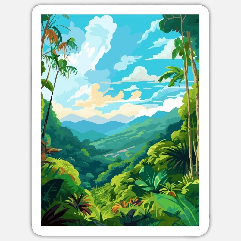Amazone Rainforest Vintage Travel Poster Souvenir Sticker size S (10 x 10 cm)
