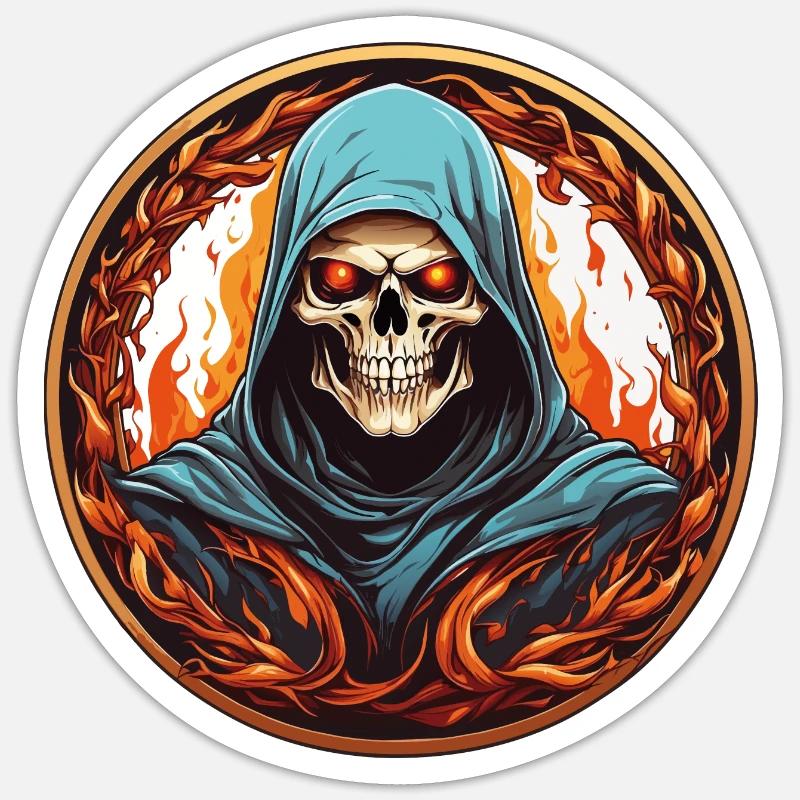 Faucheuse avec capot dans le cercle de feu Sticker taille S (10 x 10 cm)