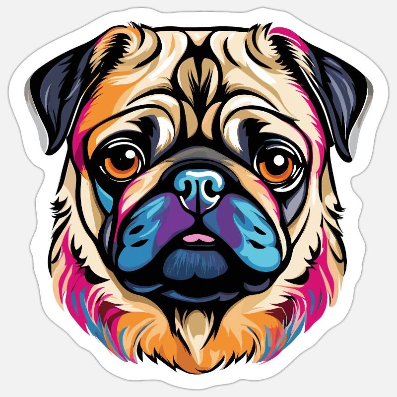 Mops Sticker Größe S (10 x 10 cm)