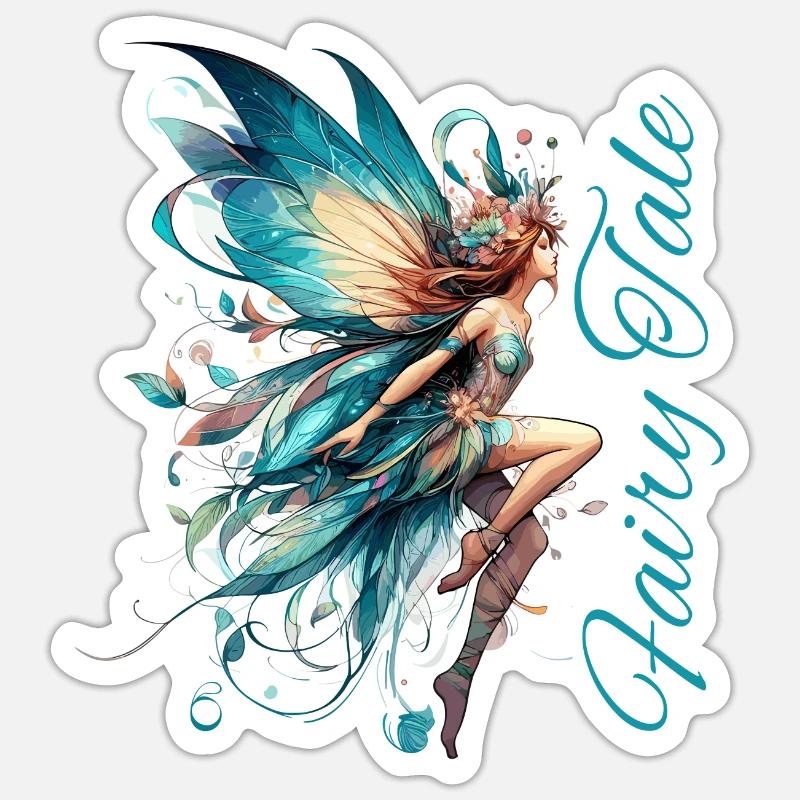Fee Märchen Geschenk - Sticker Größe S (10 x 10 cm) - Mattweiß