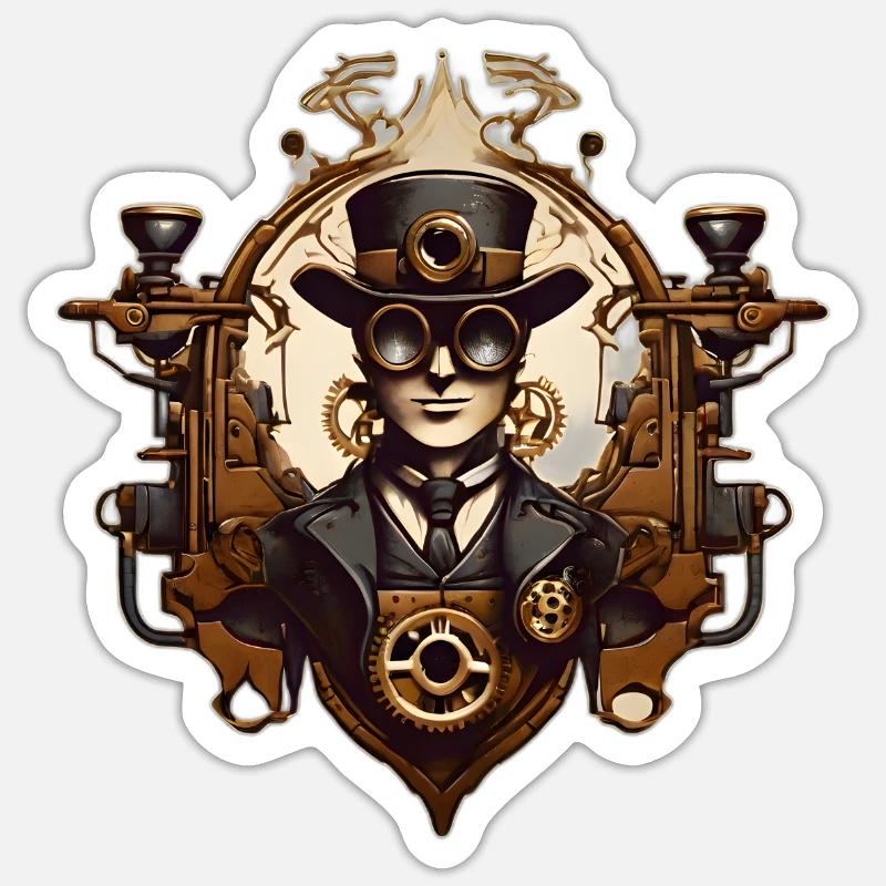 SteamPunk Reymond - Sticker Größe S (10 x 10 cm) - Mattweiß