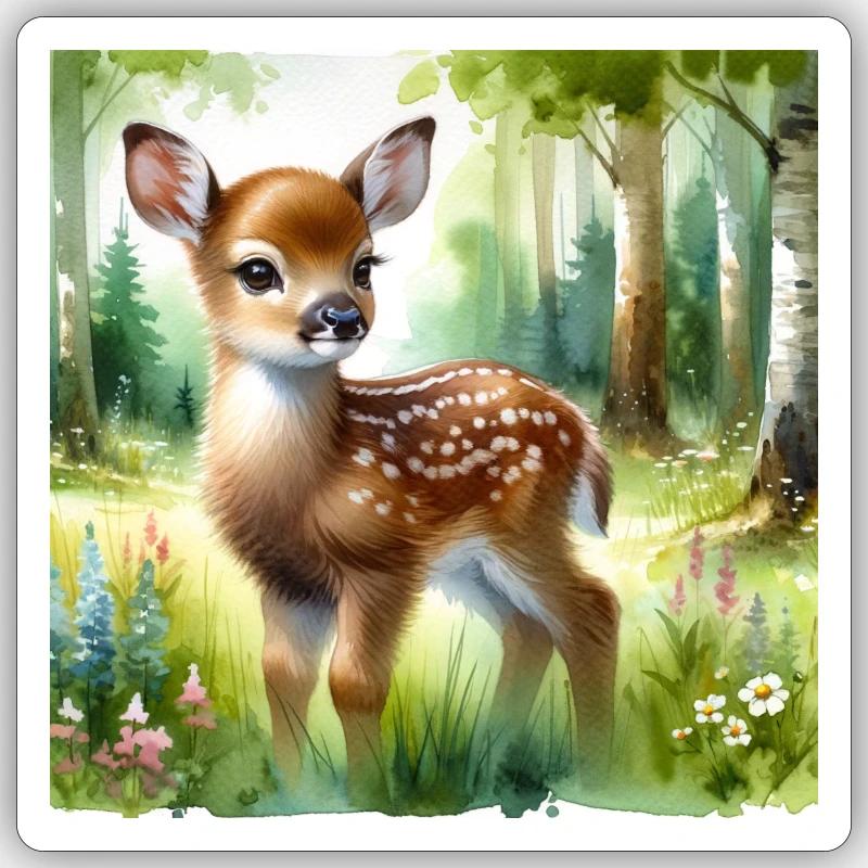 faon doux - Sticker taille S (10 x 10 cm) - blanc mat
