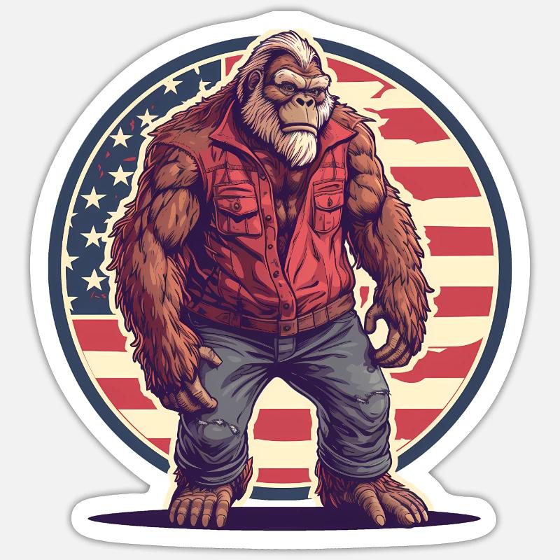 Sasquatch américain - Sticker taille S (10 x 10 cm) - blanc mat