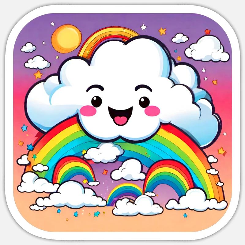 Cute cloud with rainbow Sticker size S (10 x 10 cm)