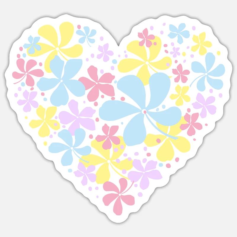Blumen-Herz - Sticker Größe S (10 x 10 cm) - Mattweiß
