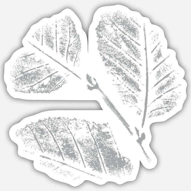 Motif de feuilles - Sticker taille S (10 x 10 cm) - blanc mat