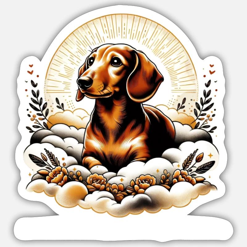 Rainbow Bridge Dachshund Grief Management - Sticker size S (10 x 10 cm) - white matte
