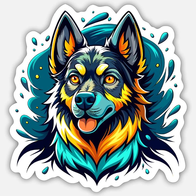 German Shepherd - Sticker Größe S (10 x 10 cm) - Mattweiß