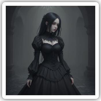 Gothic Viktorianisches Schwarzkleid - Sticker Größe S (10 x 10 cm) - Mattweiß - Vorne