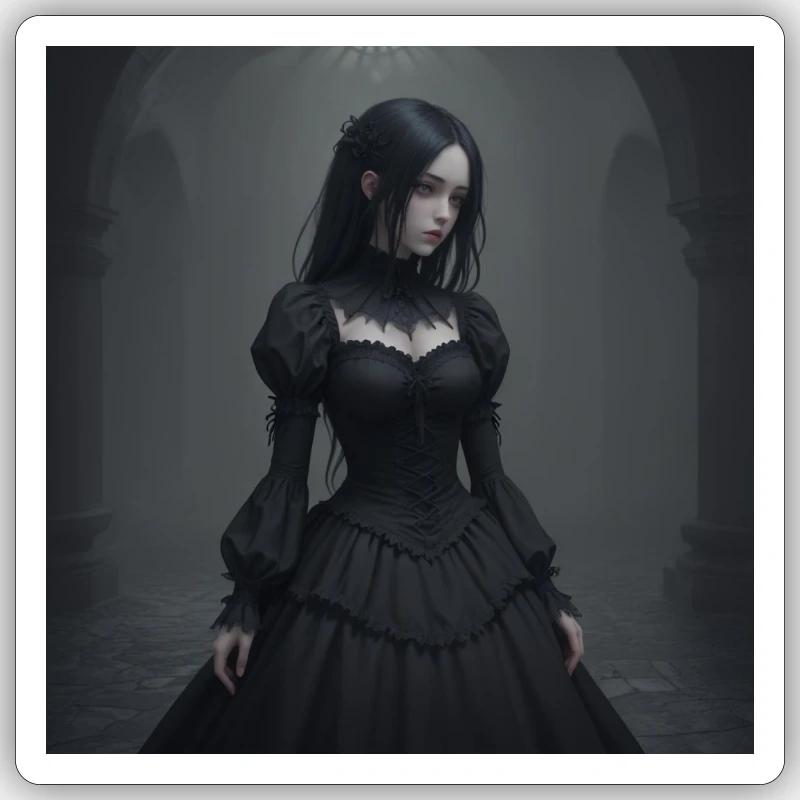 Gothic Viktorianisches Schwarzkleid Sticker Größe S (10 x 10 cm)