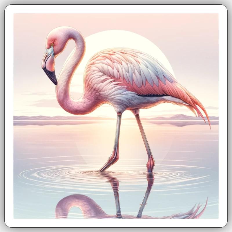 Flamant - Sticker taille S (10 x 10 cm) - blanc mat