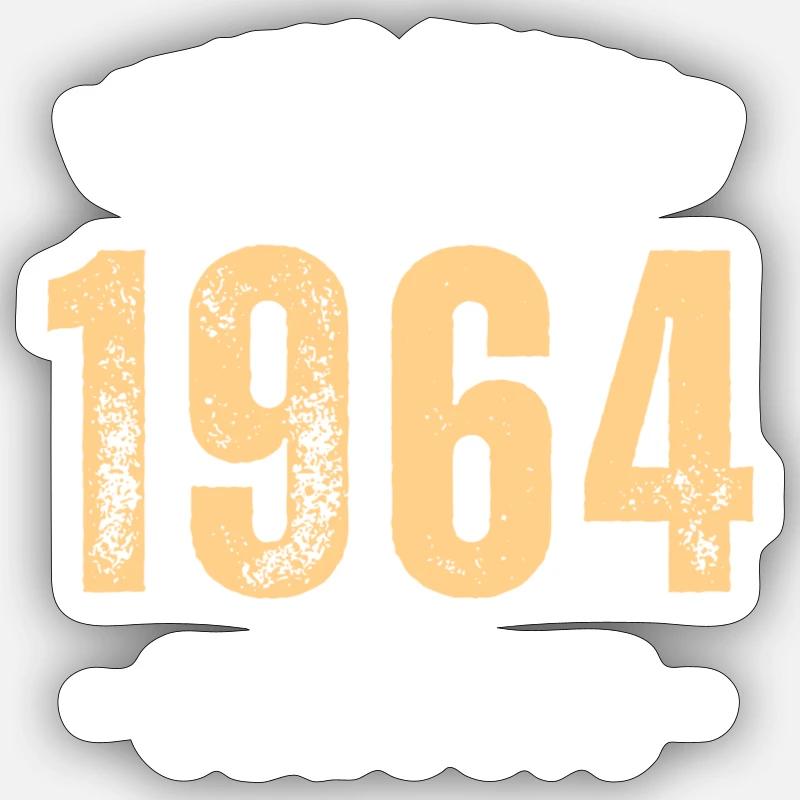 1964 Classic - Anniversaire - Sticker taille S (10 x 10 cm) - blanc mat