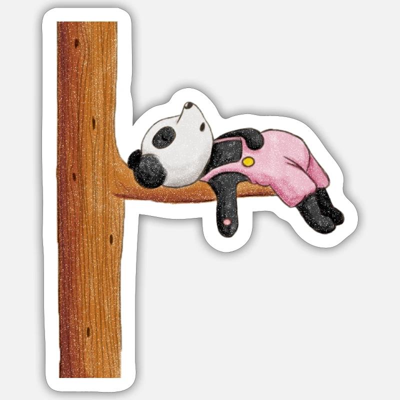 Panda müde - Sticker Größe S (10 x 10 cm) - Mattweiß