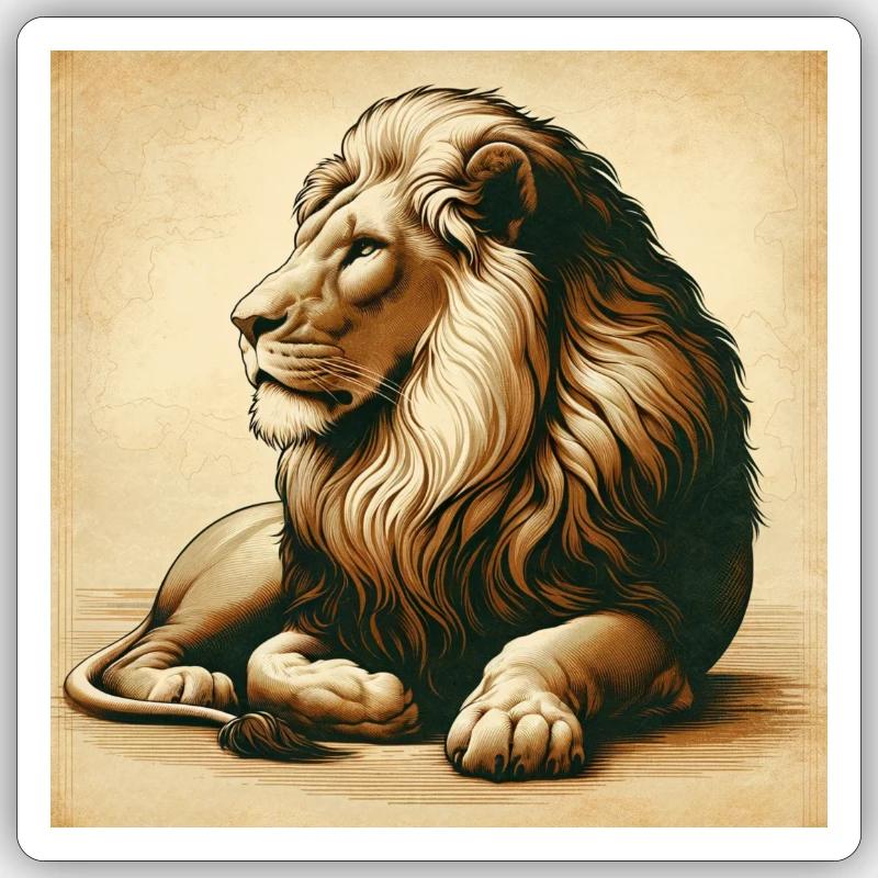 Löwe - Sticker Größe S (10 x 10 cm) - Mattweiß