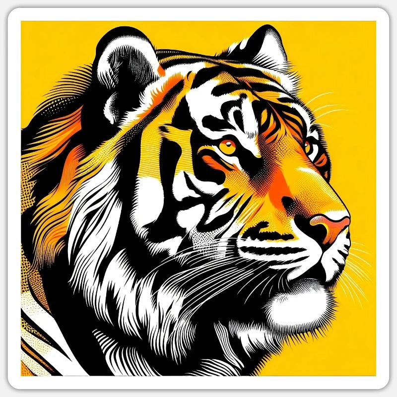Tiger Pop Art - Sticker size S (10 x 10 cm) - white matte