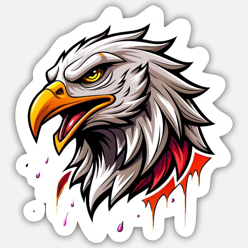 eagle head - Sticker Größe S (10 x 10 cm) - Mattweiß