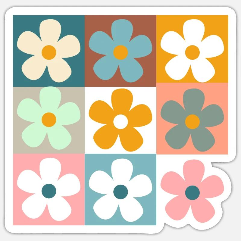 Retro Gänseblümchen Blumen Sticker Größe S (10 x 10 cm)