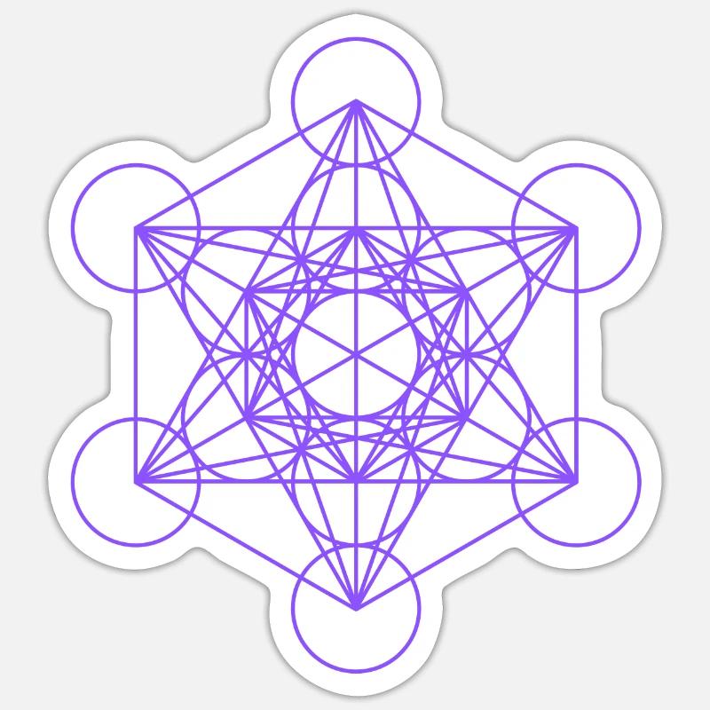 Cube Métaron - Géométrie Sacrée - Création - Sticker taille S (10 x 10 cm) - blanc mat