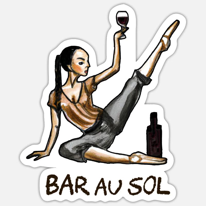 BAR AU SOL (danse, alcool, apéro, vin) - Sticker taille S (10 x 10 cm) - blanc mat