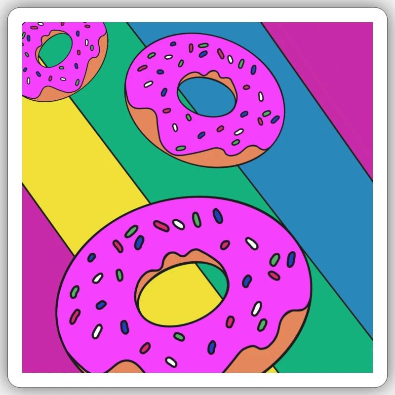 Donut - Sticker taille S (10 x 10 cm) - blanc mat