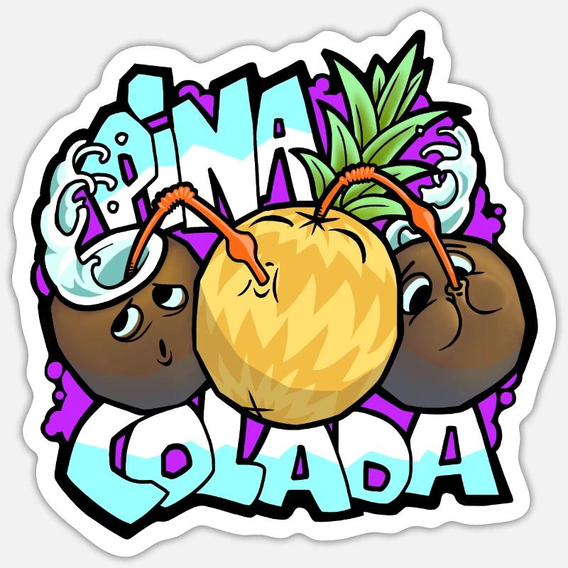 Pina Colada - Sticker taille S (10 x 10 cm) - blanc mat