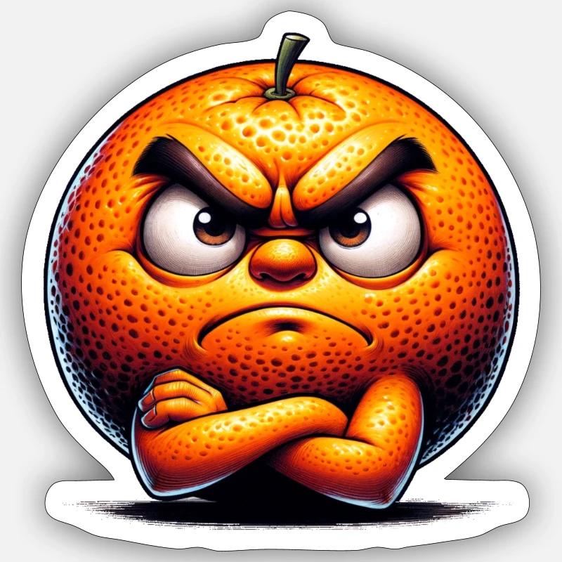 Orange pas contente - Sticker taille S (10 x 10 cm) - blanc mat