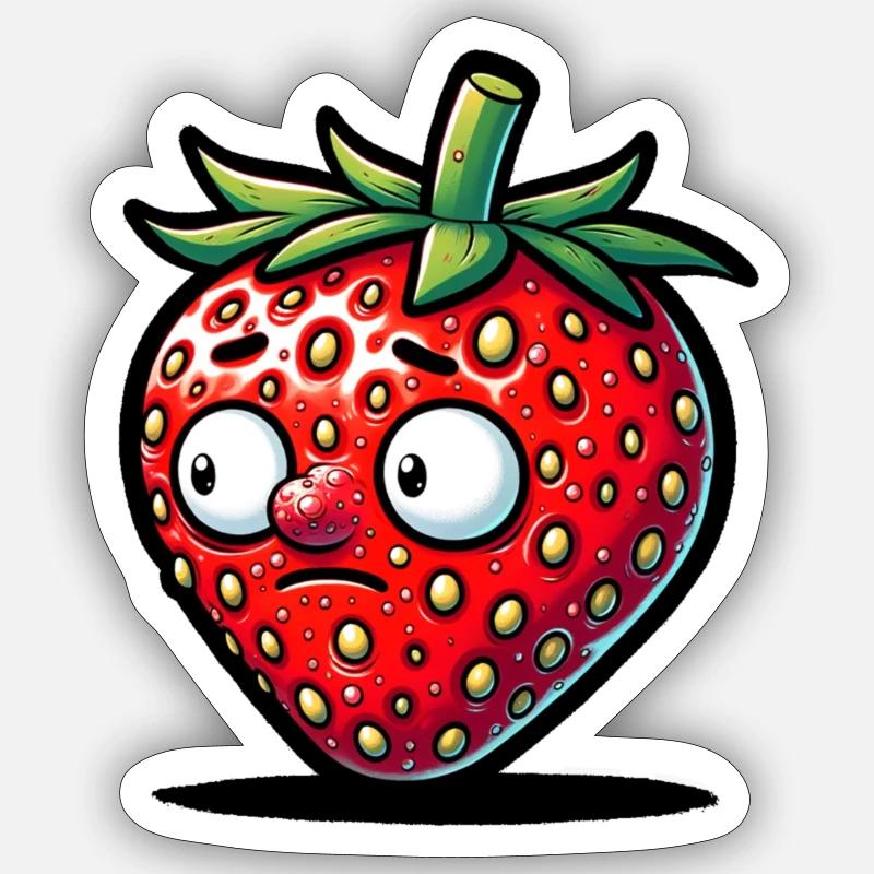 Fraise Ado - Sticker taille S (10 x 10 cm) - blanc mat