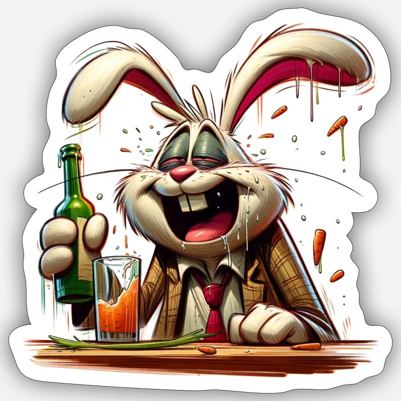 Stuffed Rabbit - Sticker size S (10 x 10 cm) - white matte