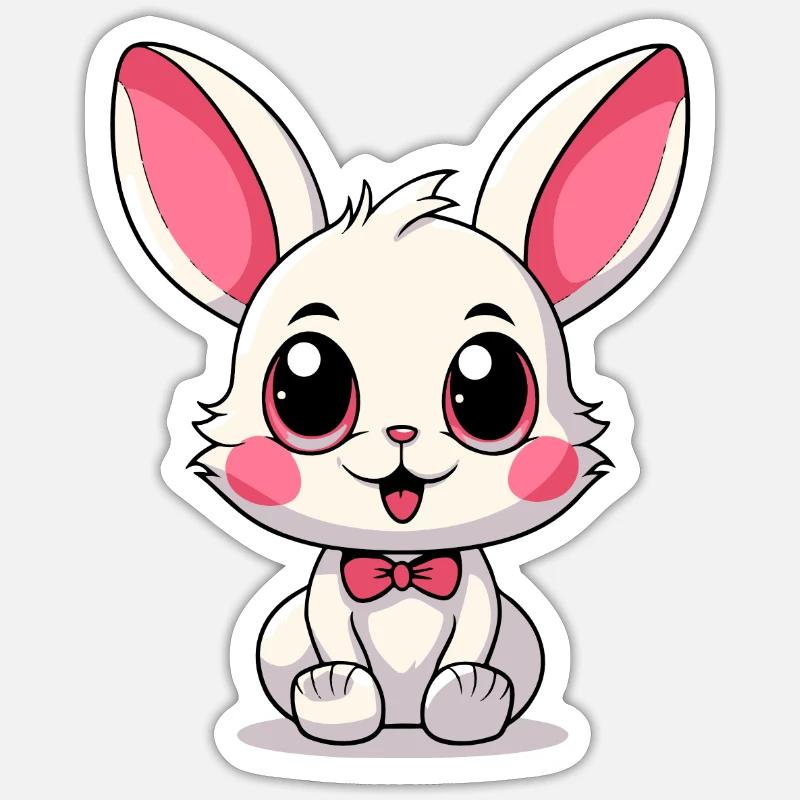 Bébé lapin - Sticker taille S (10 x 10 cm) - blanc mat