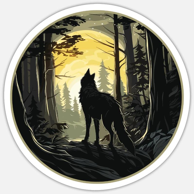 Hunting Jagd Jäger Wolf - Sticker Größe S (10 x 10 cm) - Mattweiß