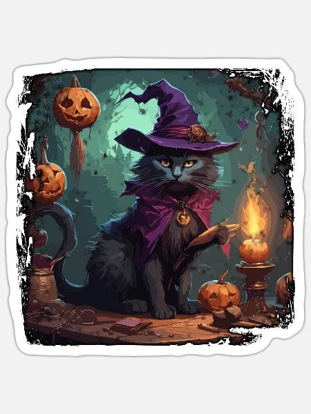 Hexenhandbuch / Zauberbuch / Halloween / Herbst - Sticker Größe S (10 x 10 cm) - Mattweiß