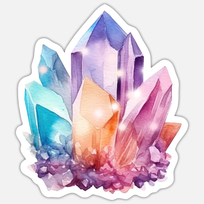 Bunter Kristall - Sticker Größe S (10 x 10 cm) - Mattweiß