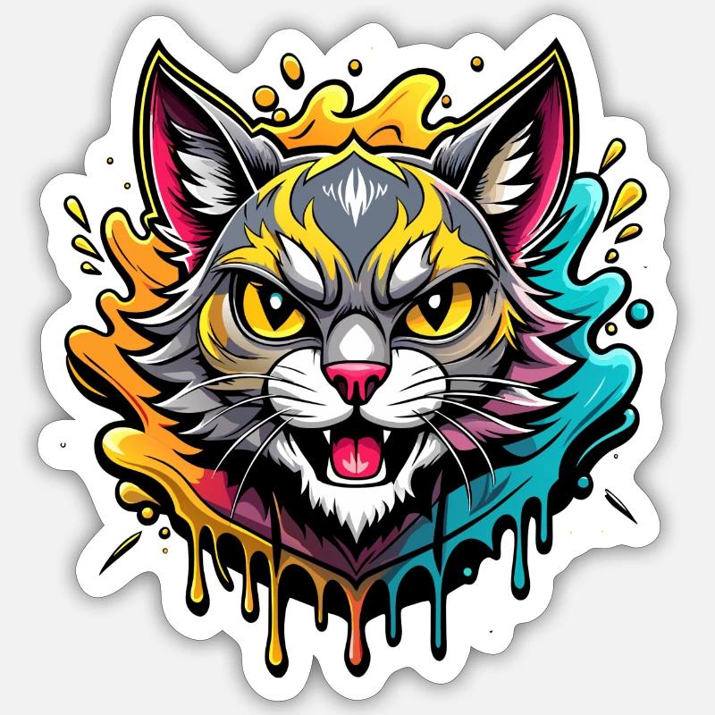 Éclaboussure de couleur de chat Sticker taille S (10 x 10 cm)