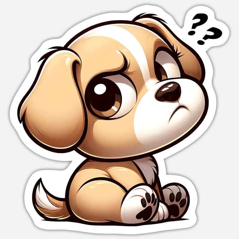 Hund mit skeptischem Side Eye Blick - Sticker Größe S (10 x 10 cm) - Mattweiß