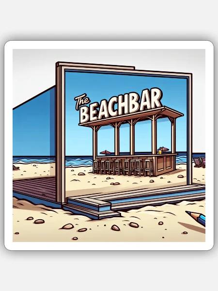 The beachbar - Sticker Größe S (10 x 10 cm) - Mattweiß