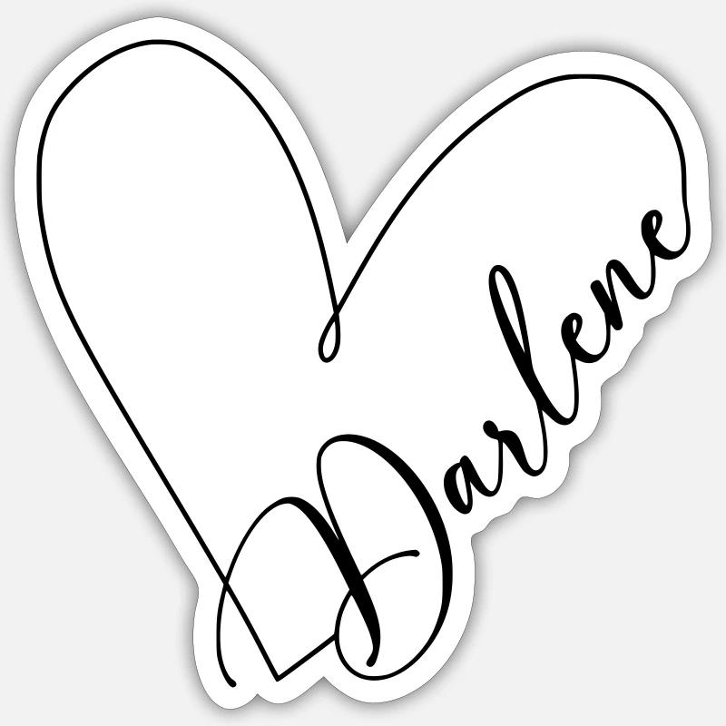 Darlene Name Herzlinie - Sticker Größe S (10 x 10 cm) - Mattweiß